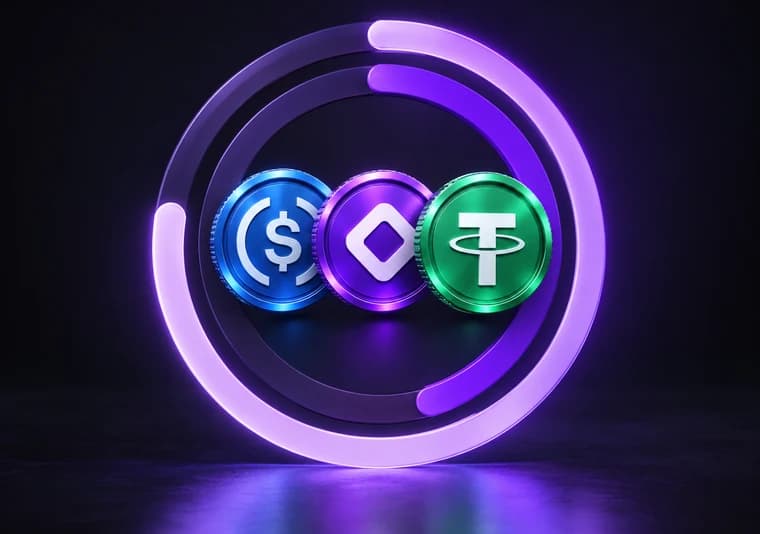 Lend / Borrow: USDC, MON and USDT coins inside glowing utilization rings