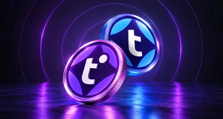 RWA Vaults: townToken and trwaUSDi coins in front of glowing purple rings