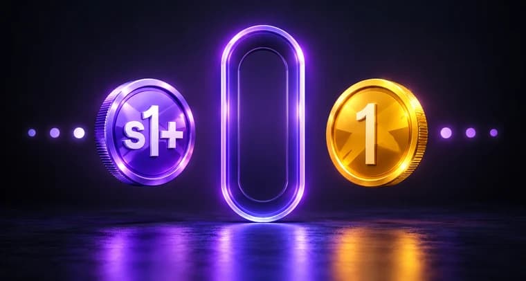 sUSD1+: the sUSD1+ and USD1 coins either side of a glowing portal